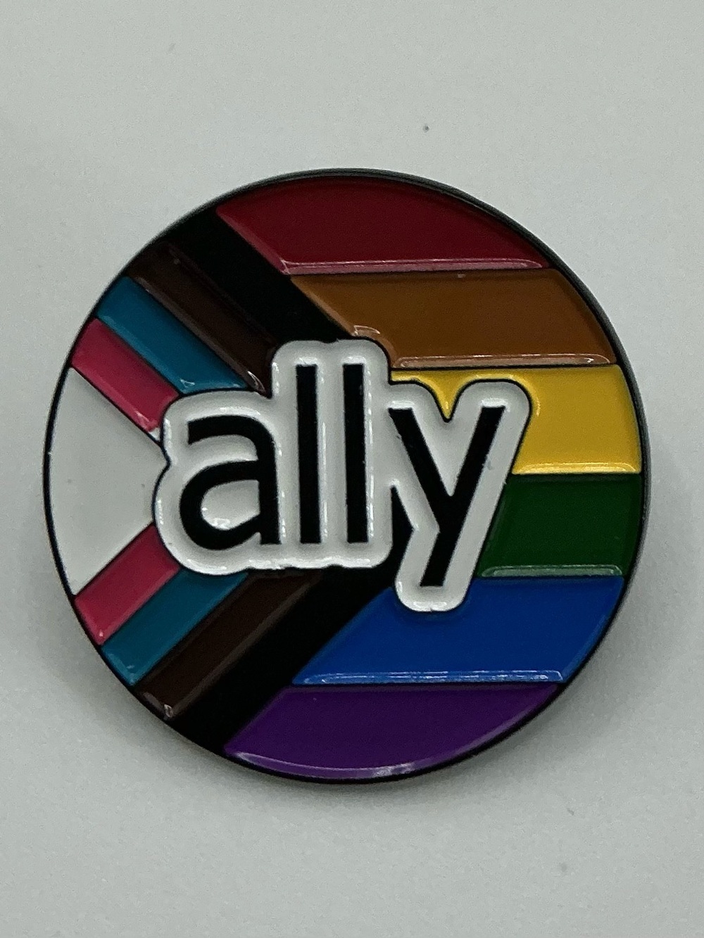 LGBTQ RAINBOW PRIDE FLAG ALLY ROUND ENAMEL PIN FLARE UNISEX